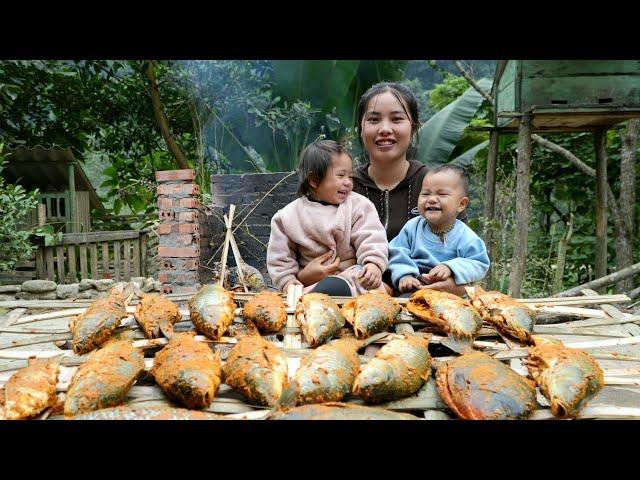 Harvest giant fish ponds with your children - make smoked fish and preserve fish