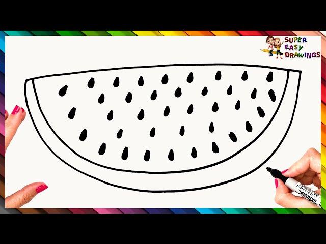 How To Draw A Watermelon Step By Step  Watermelon Drawing Easy