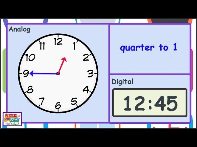 Telling the Time for Kids: Quarter To Times