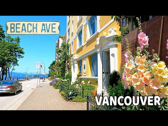  【4K】️ Downtown Vancouver BC, Canada. Amazing sunny day.  Relaxing Walk.