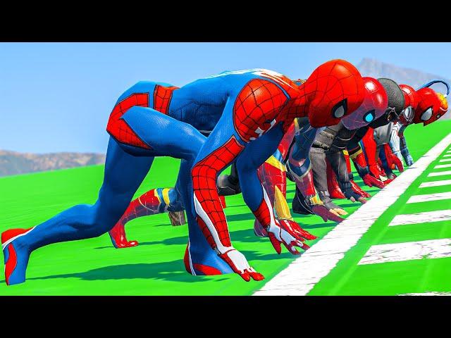 The Spider-Verse MARATHON RUNNING CHALLENGE COMPETITION - GTA V Funny Contest