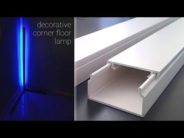 DIY LED Corner Floor Lamp for Living Room from PVC Cable Duct