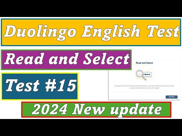 (2024 New update) Read & Select - Practice set #15 - Duolingo English test