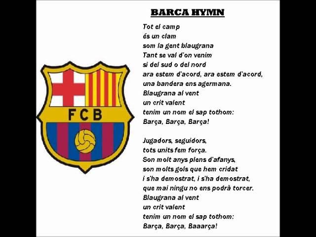 BARCELONA-BARCA HYMN with lyrics