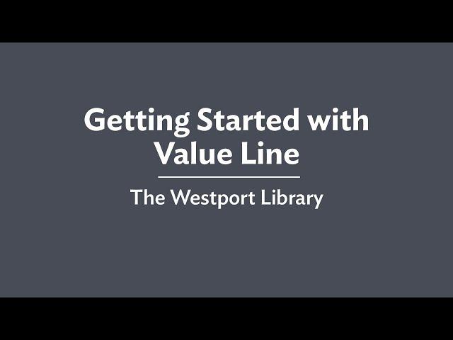 Getting Started with Value Line