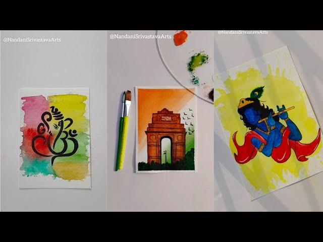 4 Easy Watercolor Paintings / Watercolor Paintings/ Nandani Srivastava Arts