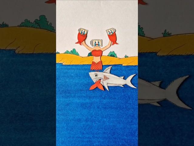 Shark kill the TV mermaid woman and Eagle take the TV babies#shorts #drawing #xyzart #skibiditoilet