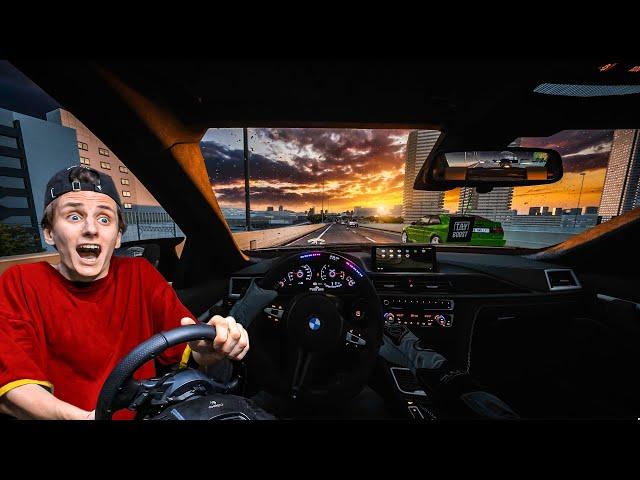 ШКОЛЬНИК УГНАЛ БМВ У БАТИ И УСТРОИЛ ШАШКИ НА МКАДЕ (ASSETTO CORSA на РУЛЕ)