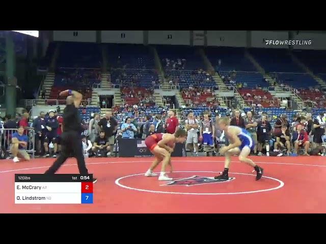 120 Lbs Round Of 128 - Ethan McCrary, Arkansas Vs Owen Lindstrom, North Dakota 8211