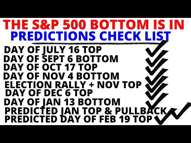 The S&P 500  Bottom Is In -The Pullback That I Predicted on Feb 19th, the Day of the Top is Now Over