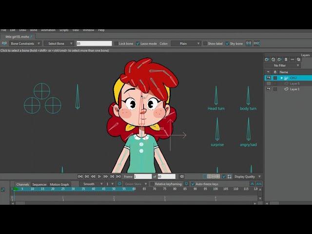 Character animation and rigging test by Hanaa Mohamed using Moho 