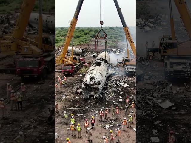 Ahmedabad Plane Crash Recovery | Cranes Lift Wreckage | NDRF & Police on Site