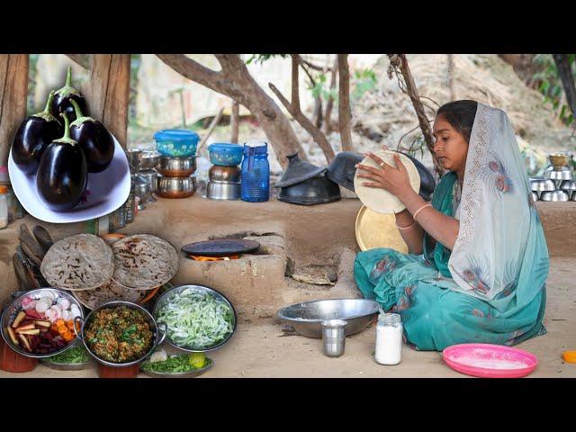 Gujarat Indian Village Dinner Cooking | Baingan Bhartha | Village Routine Life