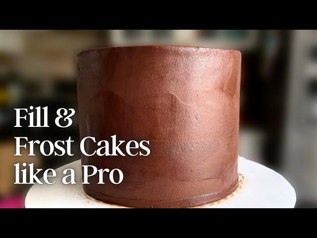 How to Perfectly Fill and Frost a Cake | Cover a Cake with Chocolate Ganache
