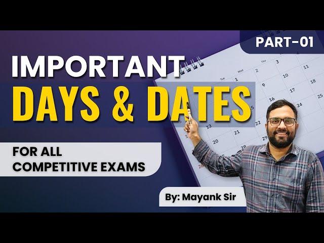 Important Days and Dates Part-01 (January, February and March) |  Static GK | By Mayank Sir