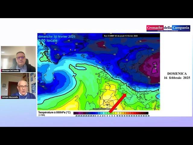 Le previsioni meteo per il week end del 15 febbraio a cura del professor Adriano Mazzarella