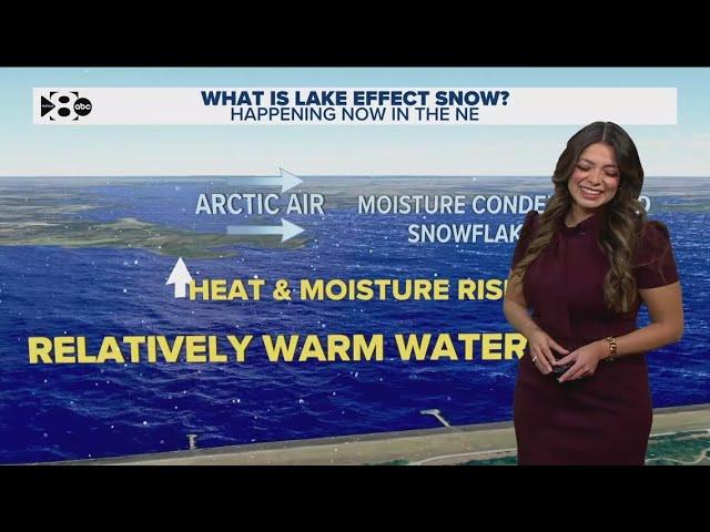 Lake effect snow dumps onto communities east of the Great Lakes