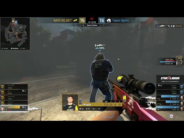 S1mple 1v3 clutch against Team Spirit | CSGO