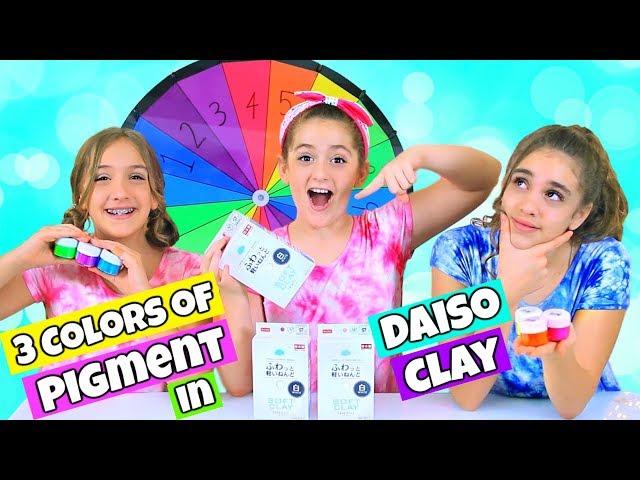 Mystery Wheel 3 Colors of Pigment in Daiso Clay Slime Challenge!