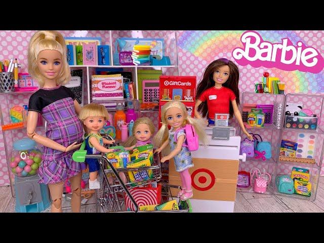 Barbie School Supply Shopping for Mini Toys with Barbie Family