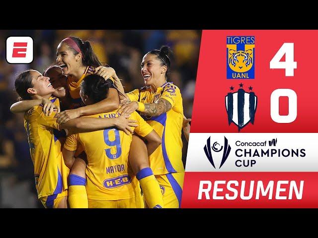 TIGRES propinó una GOLEADA a RAYADAS por 4-0 en fase de grupos de Concacaf W Champions Cup | Resumen