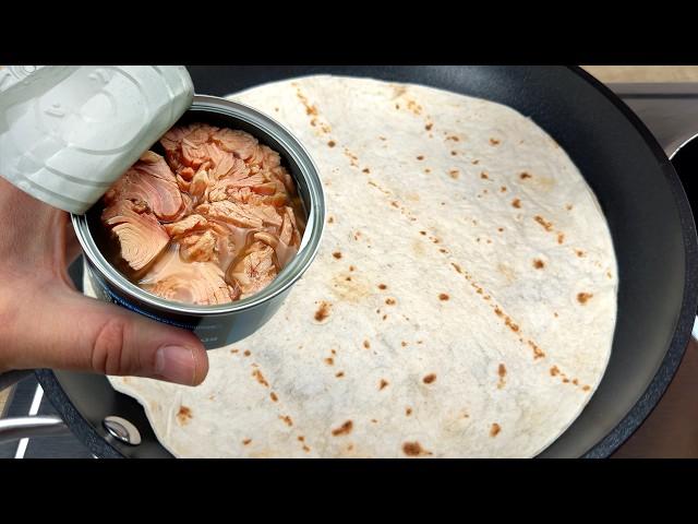 Just put the canned tuna on the tortilla! Delicious, quick and easy to prepare! # 293