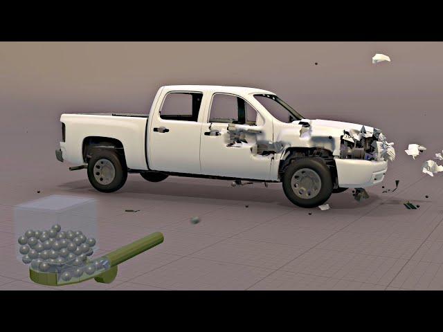 Car vs. Cannon - Damage Simulation of a Truck + Car Under Machine Gun Fire
