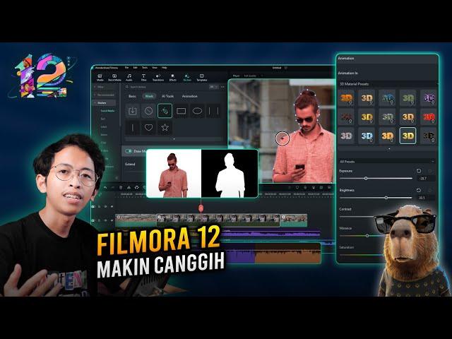 14 Fitur Baru di Filmora 12 - Rotoscope, 3D Text, AI Audio Editing, Keyframe, dll 