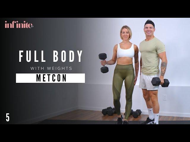 45 Min FULL BODY WORKOUT with WEIGHTS | METCON | Strength & Conditioning