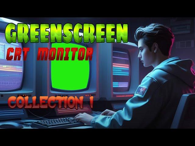 CRT Monitor Green Screen | Free Layer for Editing & Projects collection 1 , 48 MONITOR FREE ,overlay