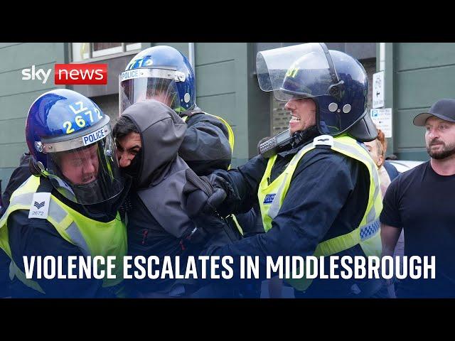 UK riots: Violence escalates in Middlesbrough as rioters confront police