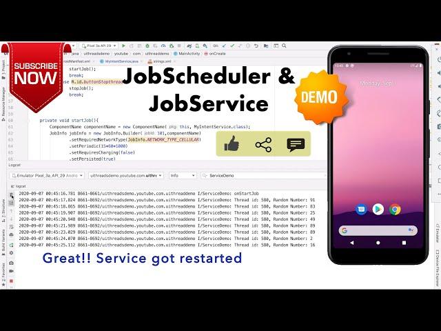 Services in Android - Part 14, JobScheduler & JobService Demo