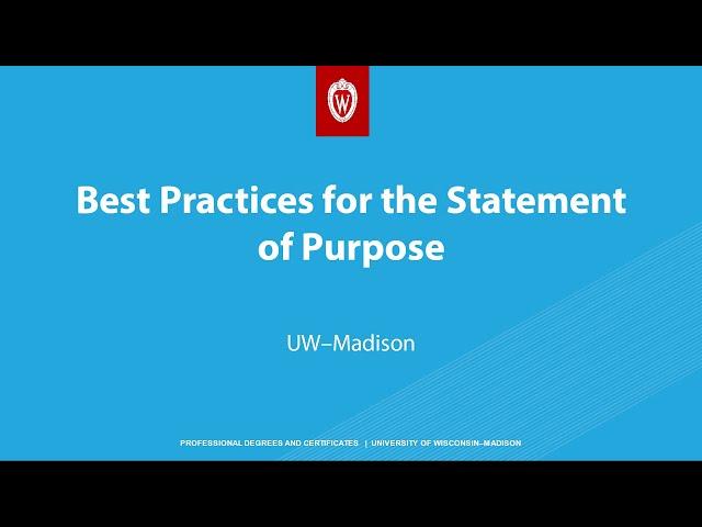 Writing your Statement of Purpose