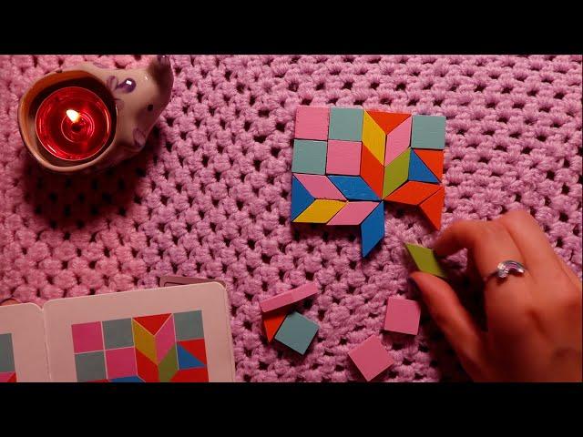 ASMR Wooden Mosaic Puzzle  Tingly Wood Sounds & Whispers 