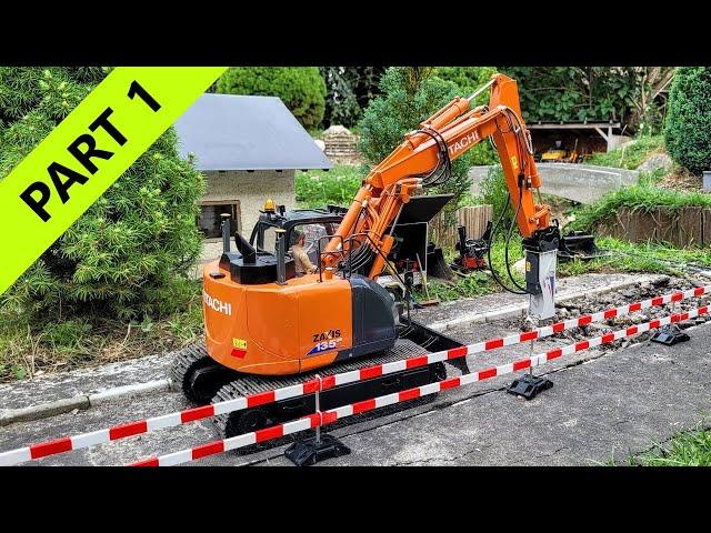 Road reconstruction, RC Excavator Hitachi ZX135US, Truck Scania 10x8 multilift, PART 1