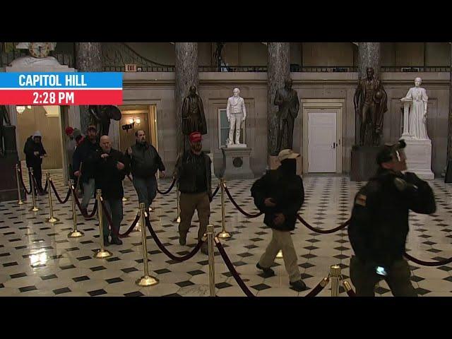 Rioters Walk Through Capitol Building, Statuary Hall Outside of House Chamber | MSNBC