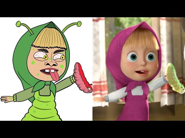 Masha and The Bear - Bon Appetit Funny Drawing Meme  | Funny Masha and Bear Cartoon Meme