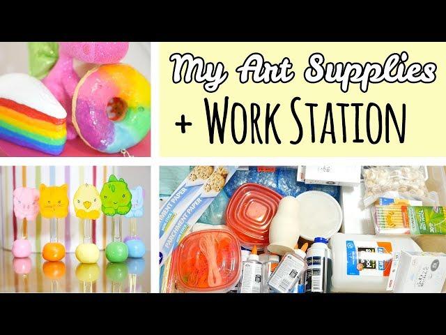 All My Art Supplies + Work Station Tour | Art, Crafts, Squishies