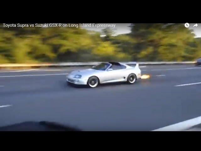 Toyota Supra ( Backfire ) vs Suzuki GSX-R  on Long Island Expressway