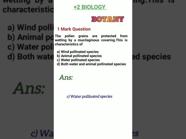 Plus Two| Botany|1mark questions