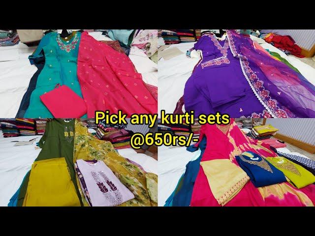 chickpet wholesale kurtis sets pick any @650rs| single piece courier available | partywear kurties