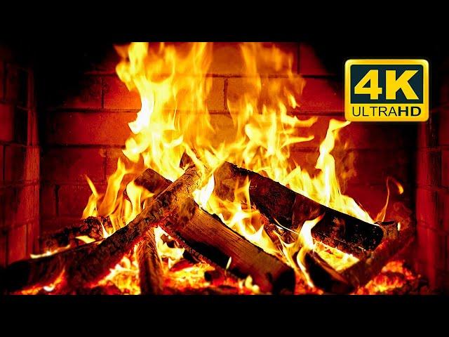  Cozy Fireplace 4K (12 HOURS). Fireplace with Crackling Fire Sounds. Fireplace Burning 4K