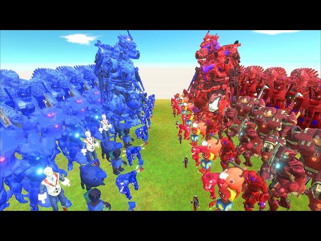 COLOR METAL WAR - BLUE METAL TEAM vs RED METAL TEAM - Animal Revolt Battle Simulator