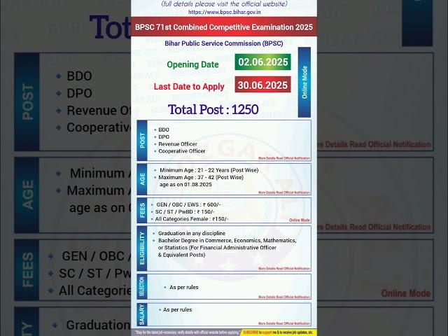 BPSC 71th Vacancy 2025 | BPSC 71th Recruitment 2025