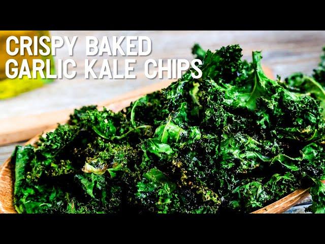 Crispy Baked Garlic Kale Chips