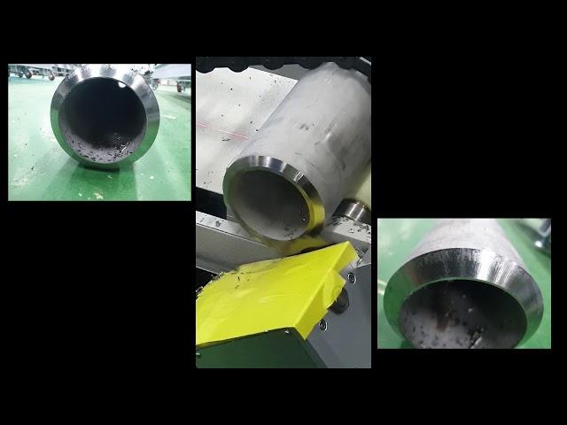 [DCSENG/S-CUTTER] 슈퍼듀플렉스 / SUS 304 SCH160 절단 및 면취 영상(Super Duplex pipe cutting and beveling)