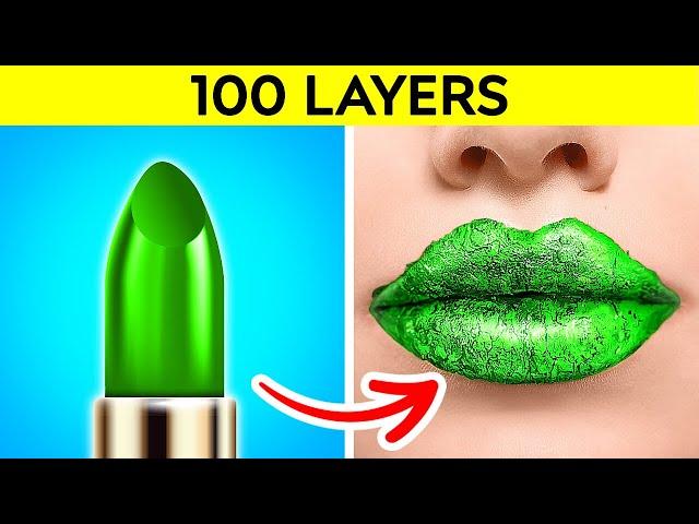 EXTREME CHALLENGE 100 LAYERS || 100 layers of everything by 123GO! GLOBAL