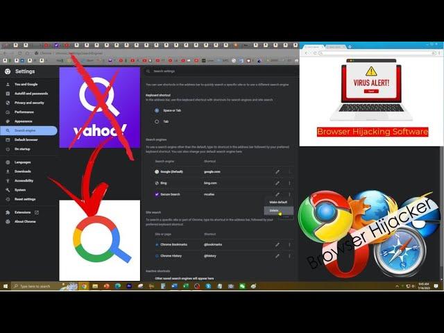 How To Remove Yahoo Secure Search And Restore To Google Chrome | Browser Hijacker Virus