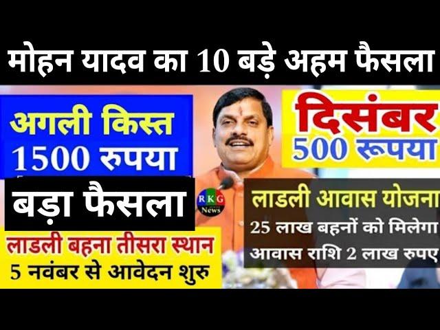 लाडली बहनों के लिए बड़ी खुशखबरी | अगली किस्त 1500रु | दिसंबर 500रु | तीसरा चरण , किसान 2000रु...