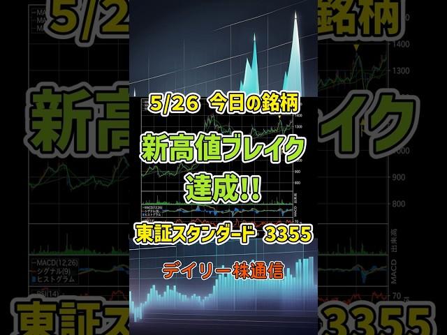 5月26日 今日の新高値ブレイク達成銘柄 クリヤマホールディングス 東証スタンダード 3355 個別株 上昇銘柄